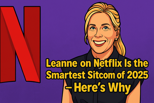 Leanne Morgan with Netflix logo and show title on purple background.